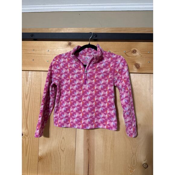 Obermeyer Girl’s L 6/7 Pink Patterned 1/2 Zip Fleece Sweater Pullover - Picture 1 of 3